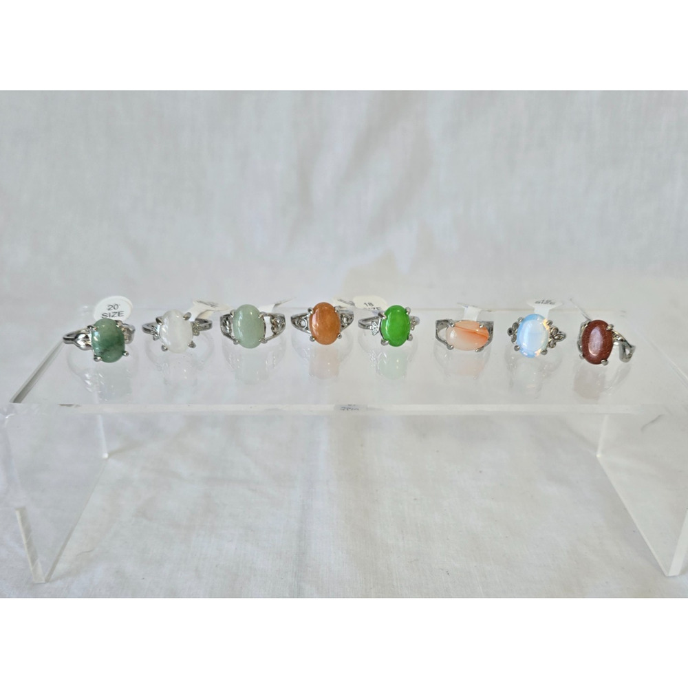 8 Moonstone & Gem Silver Plated Rings Multiple Colors, Styles & Sizes 5-9.5 New